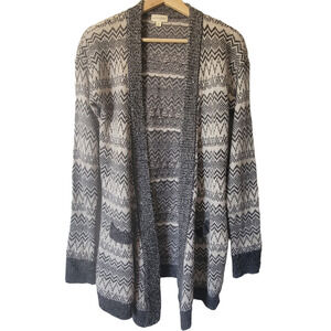 Mason Jules Chevron Mid Length Long Sleeve Cardigan Sweater With Pockets Size S